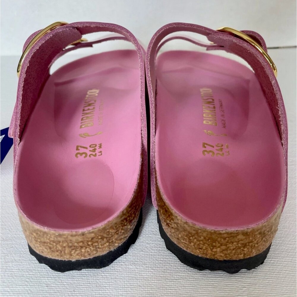 NEW! BIRKENSTOCKS ARIZONA BIG BUCKLE FONDANT PINK LEATHER SANDALS WOMENS 37 6 N - Picture 9 of 13
